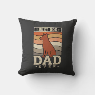 Best Dog Dad Ever Retro Silhouette Throw Pillow
