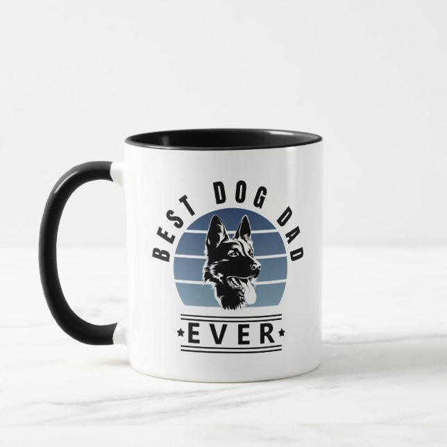 Best Dog Dad Ever Retro Sunset Mug (Left)