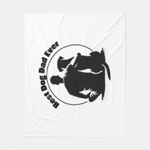 Best Dog Dad Ever Shirt Man and Dog Silhouette Pet Fleece Blanket