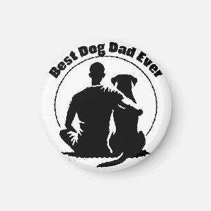 Best Dog Dad Ever Shirt Man and Dog Silhouette Pet Magnet