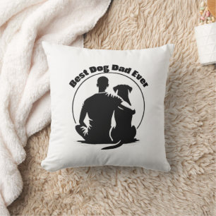 Best Dog Dad Ever Shirt Man and Dog Silhouette Pet Throw Pillow
