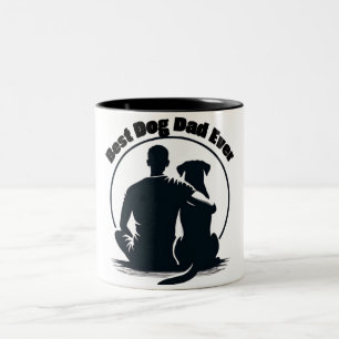 Best Dog Dad Ever Shirt Man and Dog Silhouette Pet Two-Tone Coffee Mug
