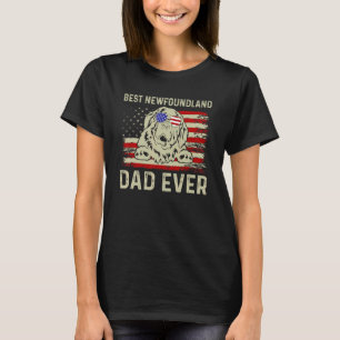 Best Dog Dad Ever Usa Flag Dad Joke Newfoundland 4 T-Shirt