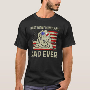 Best Dog Dad Ever Usa Flag Dad Joke Newfoundland 4 T-Shirt
