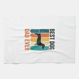 Best Dog Dad Ever Vintage Dachshund Shirt Design_1 Kitchen Towel