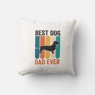 Best Dog Dad Ever Vintage Dachshund Shirt Design_1 Throw Pillow
