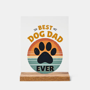 Best Dog Dad Ever Vintage Retro Paw Sunset Dog Lov Acrylic Sign