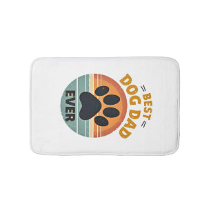 Best Dog Dad Ever Vintage Retro Paw Sunset Dog Lov Bath Mat