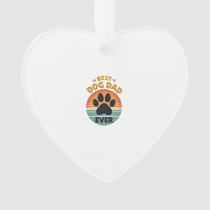 Best Dog Dad Ever Vintage Retro Paw Sunset Dog Lov Ornament