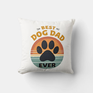 Best Dog Dad Ever Vintage Retro Paw Sunset Dog Lov Throw Pillow