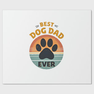 Best Dog Dad Ever Vintage Retro Paw Sunset Dog Lov Wrapping Paper