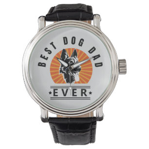 Best Dog Dad Ever Vintage Sunburst Watch