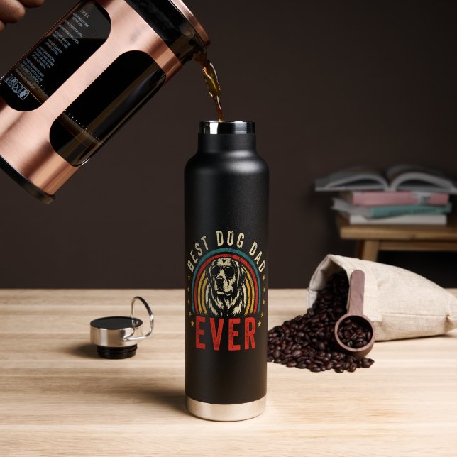Best Dog Dad Ever Water Bottle (Coffee (Rotated))