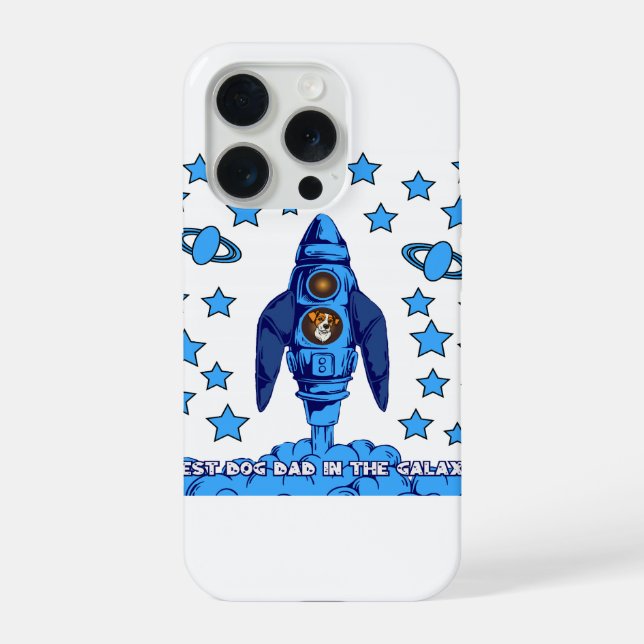 Best Dog Dad In The Galaxy Space Rocket Funny Gift iPhone Case (Back)