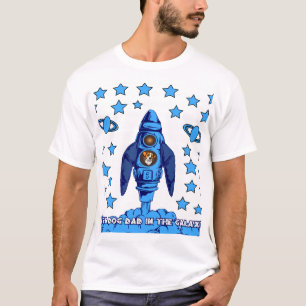 Best Dog Dad In The Galaxy Space Rocket Funny Gift T-Shirt