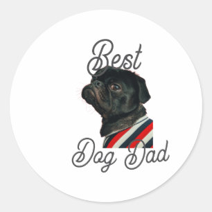 Best dog dad parents grandparents photo pet gray n classic round sticker
