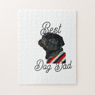 Best dog dad parents grandparents photo pet gray n jigsaw puzzle
