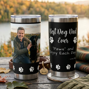 Best Dog Dad Paws Pet Black Photo Coffee Insulated Tumbler