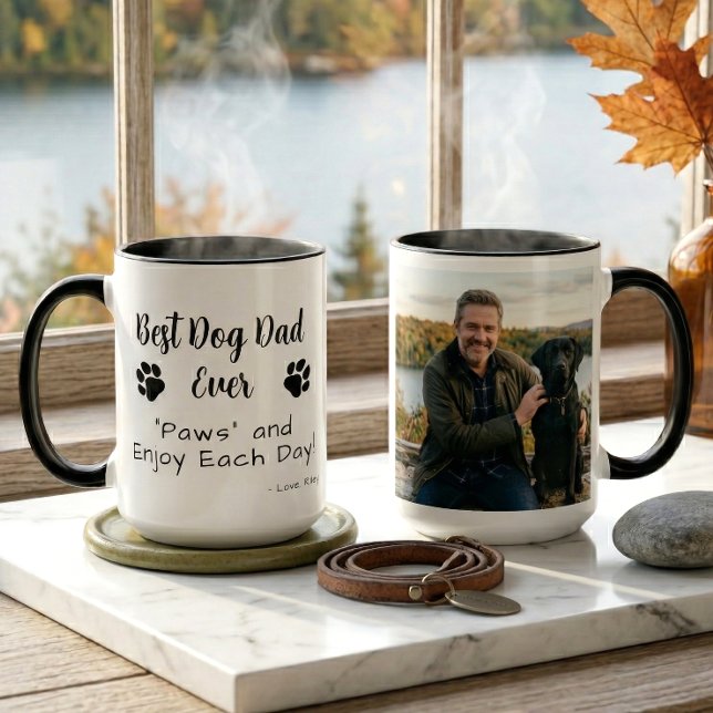 Best Dog Dad Paws Pet Photo Coffee Mug (Creator Uploaded)