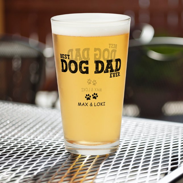 Best Dog Dad Personalized Dog Names Glass (Creator Uploaded)