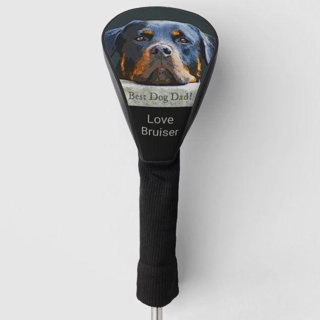 Best Dog Dad Personalized Golf Head Cover (Front)