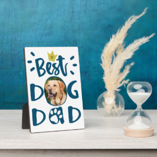Best Dog Dad Pet Photo Paw Print Custom colour Tex Plaque