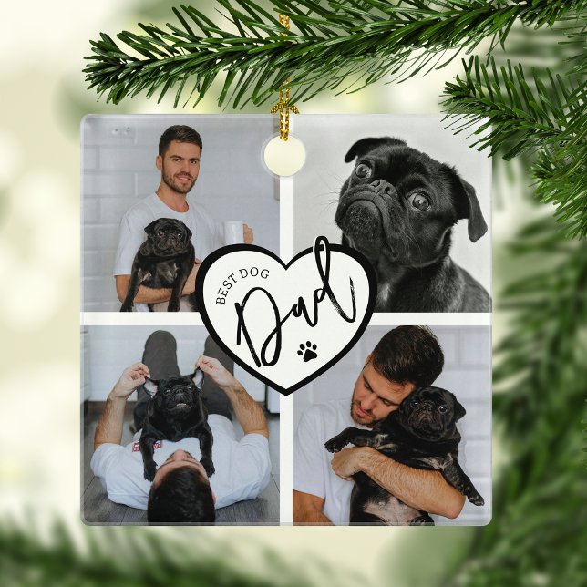 Best Dog Dad | Photo Collage Metal Ornament (Creator Uploaded)