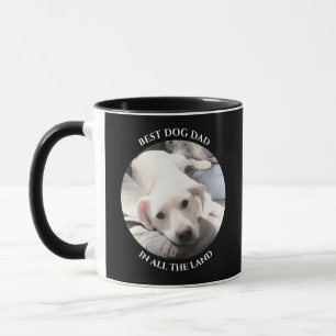 Best Dog Dad Photo of Sweet White Puppy Dog Black Mug