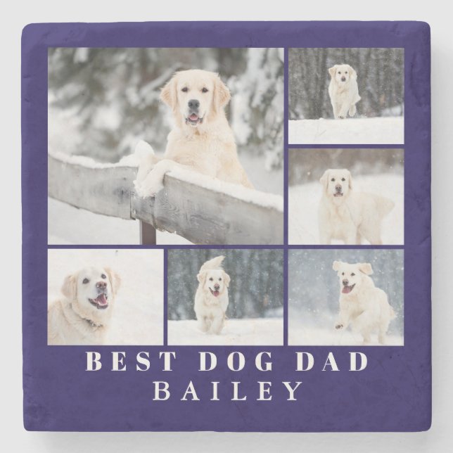 Best Dog Dad Photo  Stone Coaster (Front)