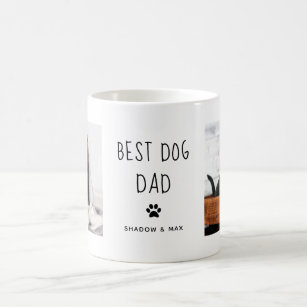 Best Dog Dad   Two Photo Handwritten Text Coffee Mug