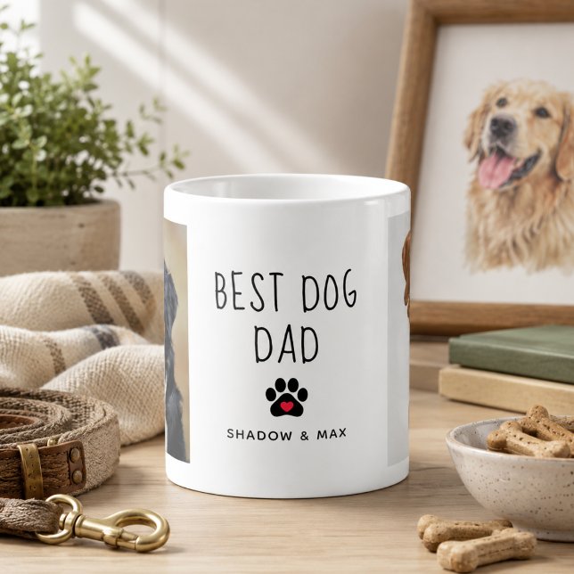 Best Dog Dad | Two Photo Handwritten Text Coffee Mug (Best Dog Dad | Two Photo Handwritten Text Coffee Mug
)
