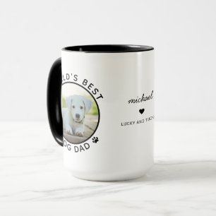 Best Dog Dad Two Photo Modern Typography Mug
