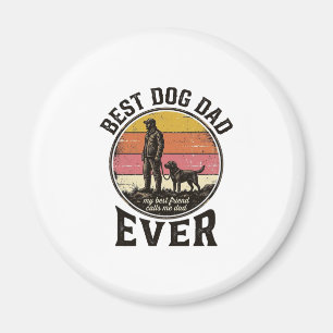 Best Dog Dad Vintage Sunset Vector Design_1 Magnet