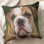 Best Dog Ever Modern Personalized Pet Photo Throw Pillow<br><div class="desc">Celebrate your beloved canine companion with our Personalized Pet Photo Pillow, a heartfelt tribute perfect for dog lovers. Whether you're commemorating a cherished pet who has crossed the rainbow bridge or simply want to showcase your furry friend's adorable face, this pillow is an ideal choice. Features Customizable Design: Upload your...</div>