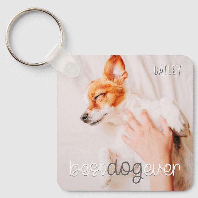 Best Dog Ever Modern Playful Simple Chic Pet Photo Keychain (Front)