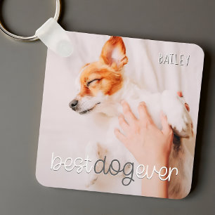 Best Dog Ever Modern Playful Simple Chic Pet Photo Keychain