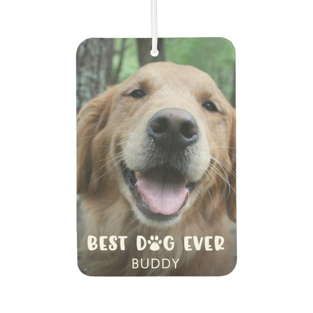 BEST DOG EVER Paw Print Photo Personalized Air Freshener (Front)