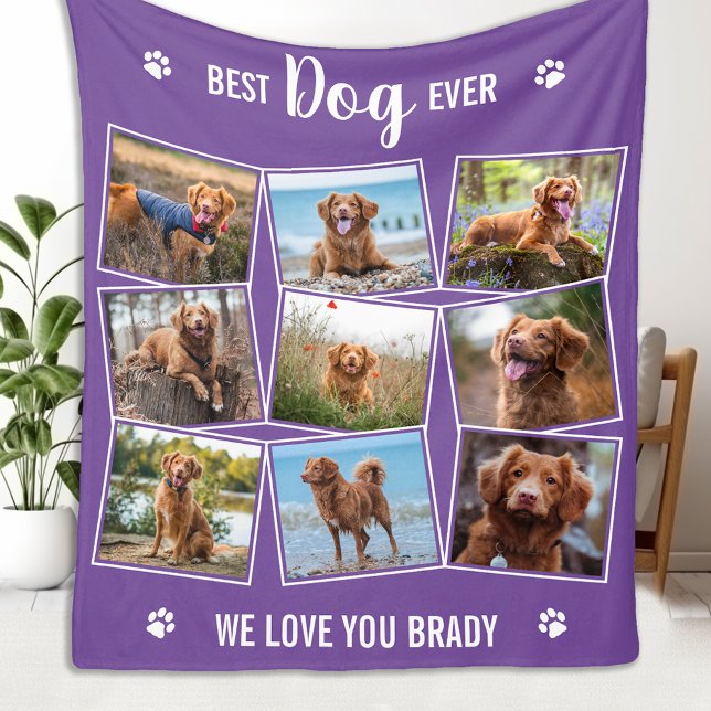 Best DOG Ever Personalized Pet Photo Collage Fleece Blanket (Creator Uploaded)