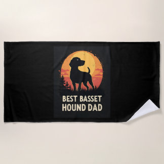 Best Dog Father Dad - Vintage Basset Hound T-Shirt Beach Towel