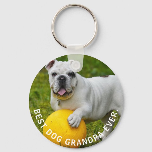 Best Dog Grandpa Ever Custom Photo Keychain (Front)