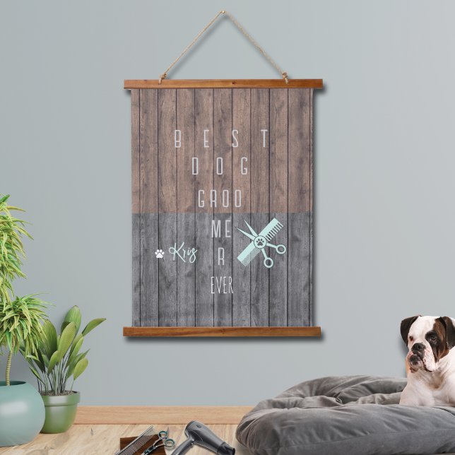 Best Dog Groomer Ever Wood Topped Wall Tapestry (This Best Dog Groomer Ever tapestry can be personalized! It's the perfect gift for your fave groomer)