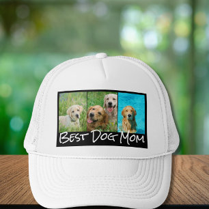 Best Dog Mom 3 Photo Collage Trucker Hat