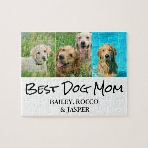 Best Dog Mom 3 Photo Jigsaw Puzzle