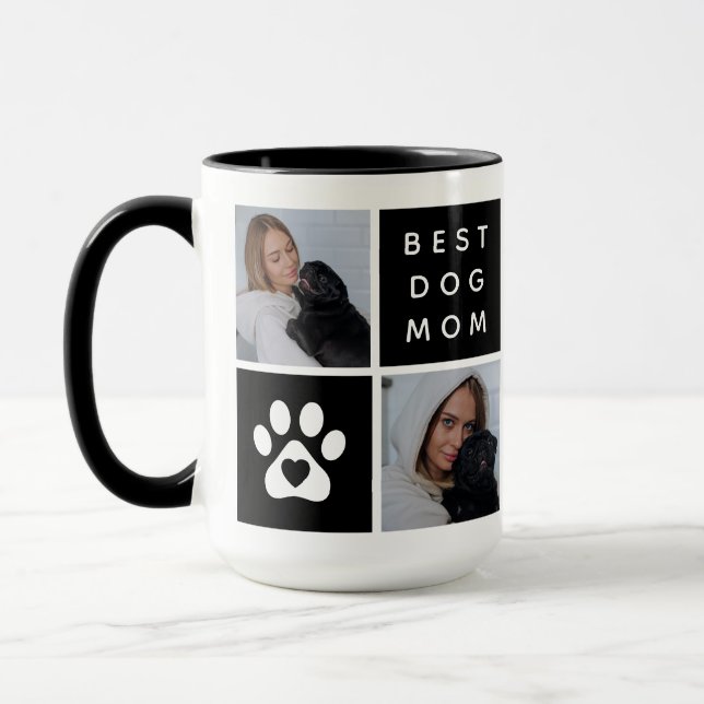 Best Dog Mom 4 x Photo Collage Grid Mug (Left)