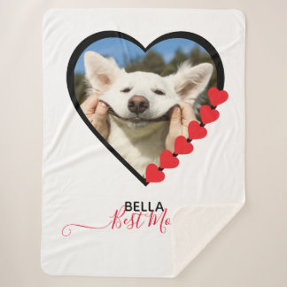 Best Dog Mom Custom Pet Photo Dog Lover Sherpa Blanket