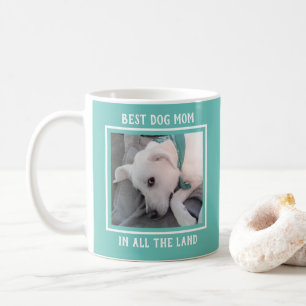 Best Dog Mom Cute Puppy Dog Teal Blue Green Coffee Mug