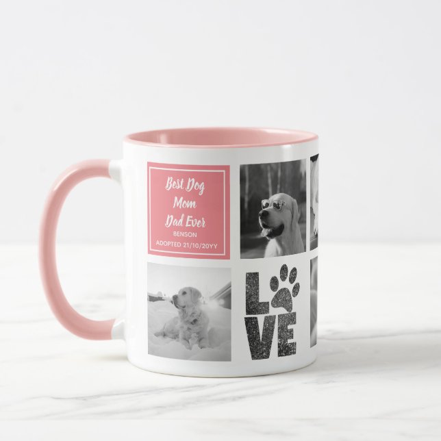 Best Dog Mom Dad PHOTO COLLAGE or Memorial Gift Mug (Left)