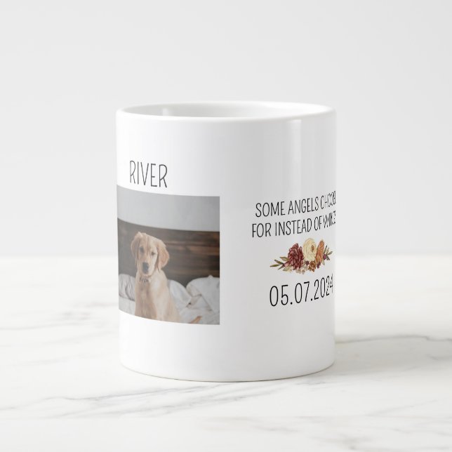 Best Dog Mom | Dog Photo Handwritten Text Large Coffee Mug (Front)