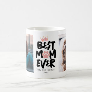 Best Dog Mom Ever 2 Photo Pawprint Coffee Mug