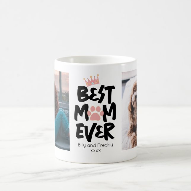 Best Dog Mom Ever 2 Photo Pawprint Coffee Mug (Center)